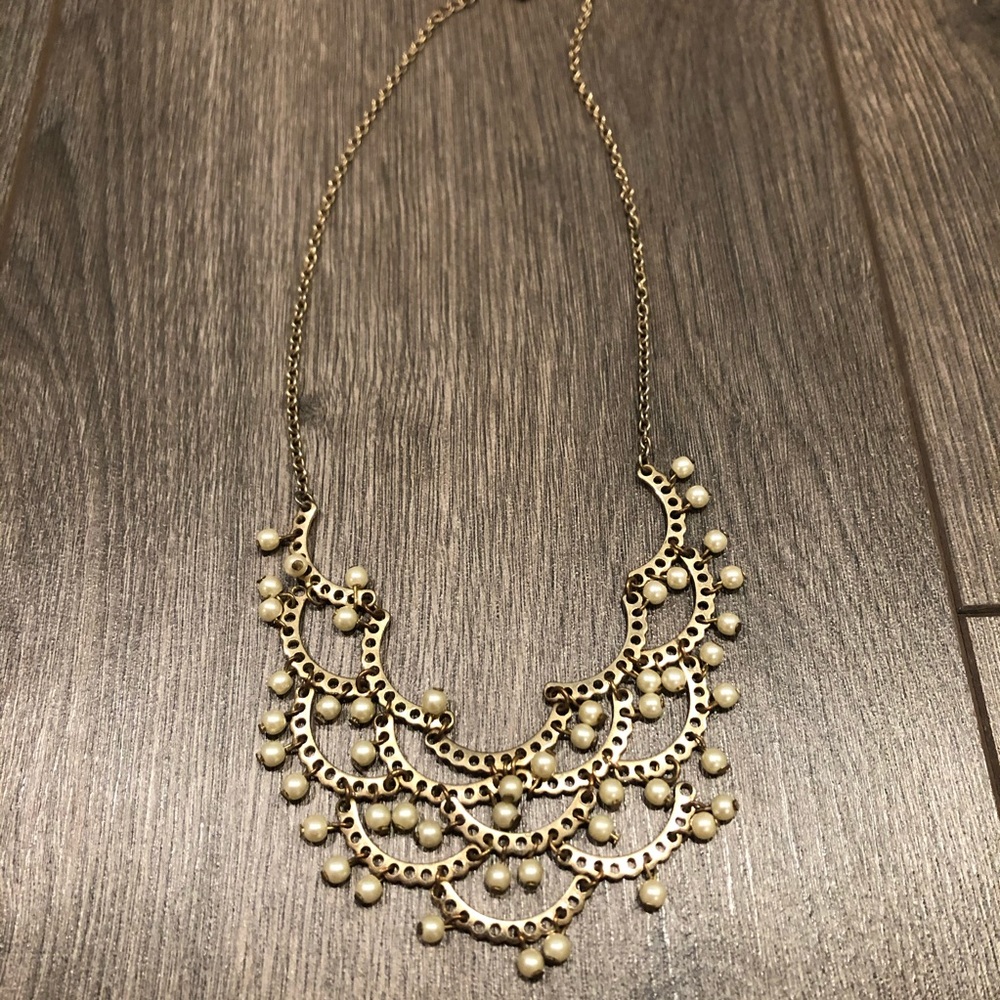 Gold Pearl Statement Necklace